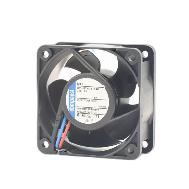 Ebmpapst 624H DC 24V 100mA 2.4W 60*60*25MM 2-Wire 6850RPM Axial Cooling Fan