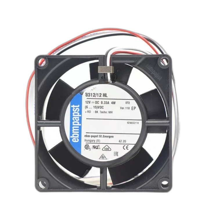 Ebmpapst 8312/12HL DC 12V 333mA 4.0W 3-Wire Axial Cooling Fan
