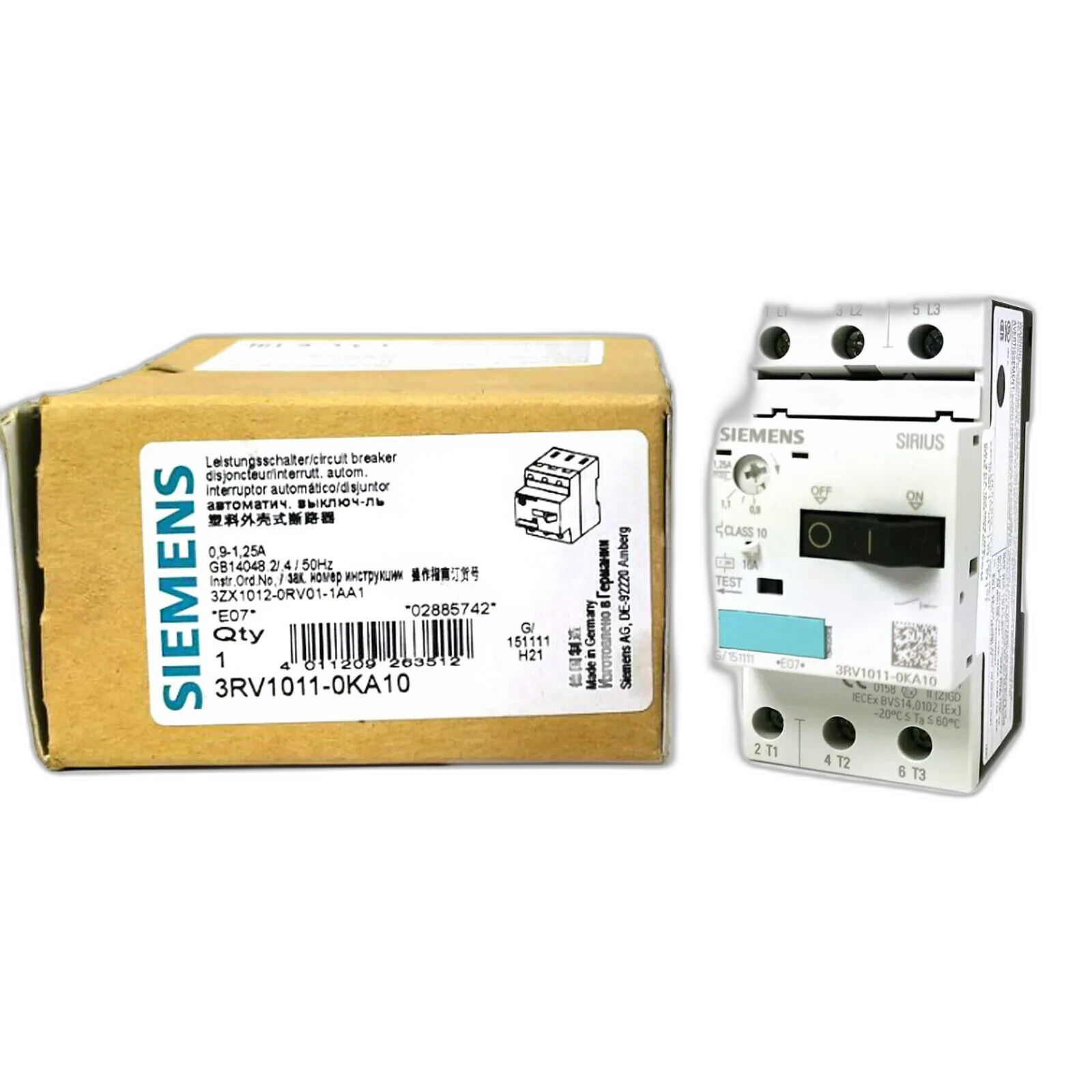 Siemens 3RV1011-0KA10 Motor Starter Protector 0.16-0.25A