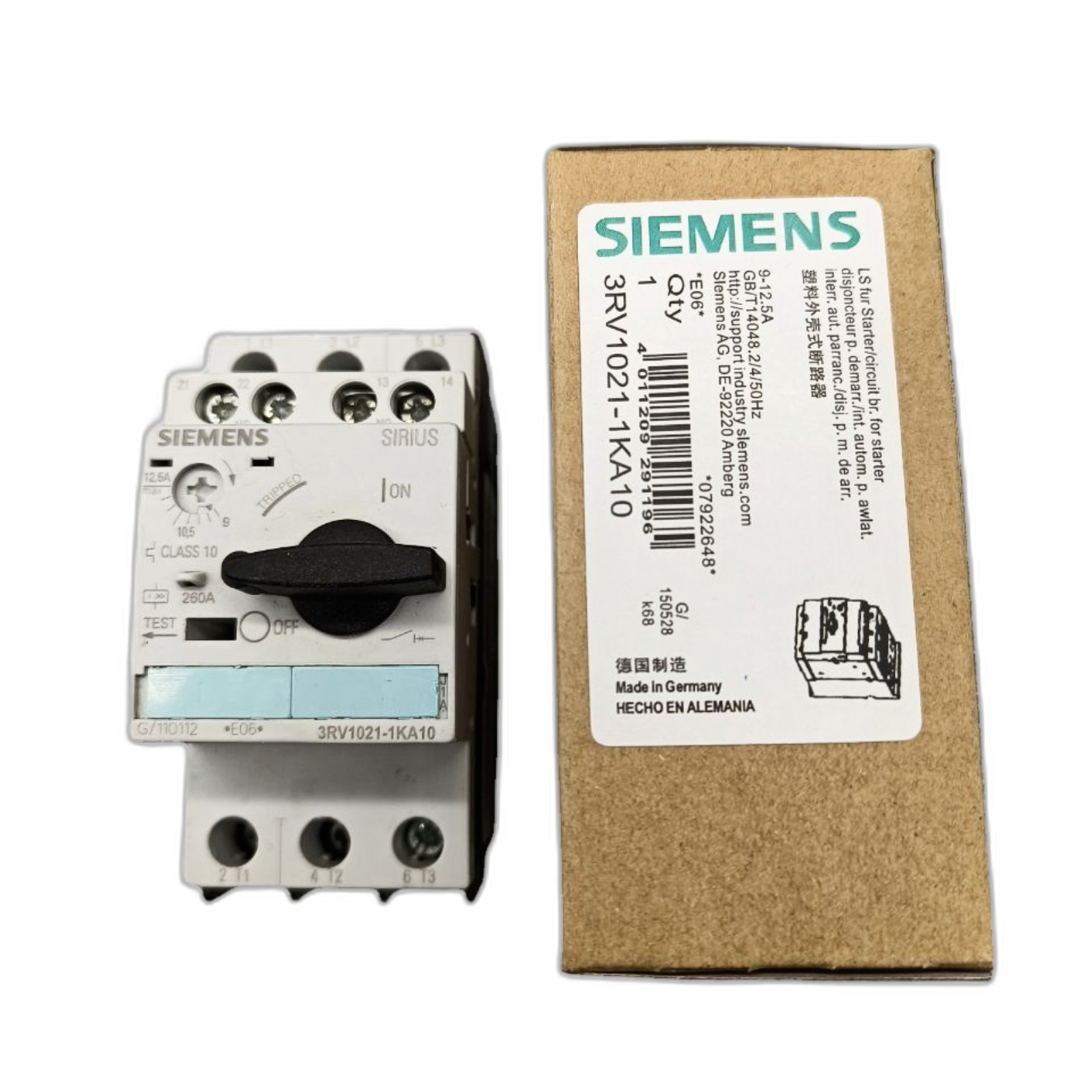 Siemens 3RV1021-0HA10 Motor Breaker 0.18kW 690VAC DIN Mounting