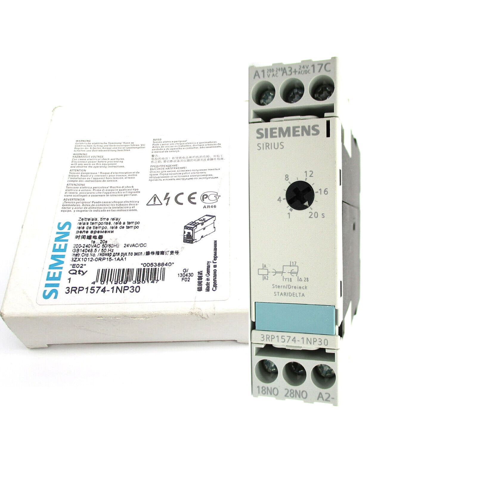 Siemens 3RP1574-1NP30 Time Relay New In Box