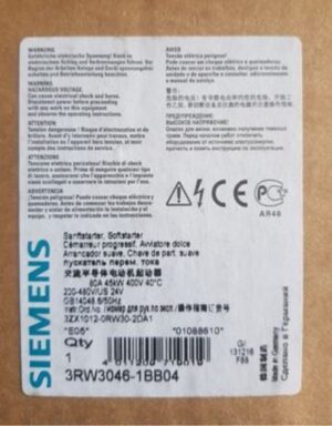 Siemens 3RW3046-1BB04 Soft Starter 45KW