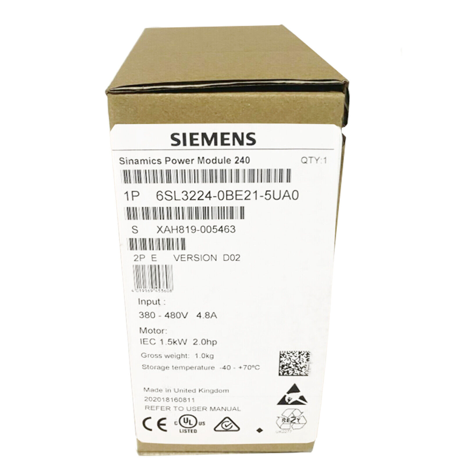 Siemens 6SL3224-0BE21-5UA0 Power Module New In Box