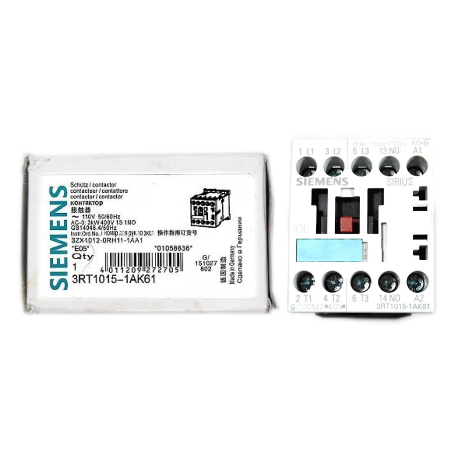 Siemens 3RT1015-1AK61 Contactor New In Box