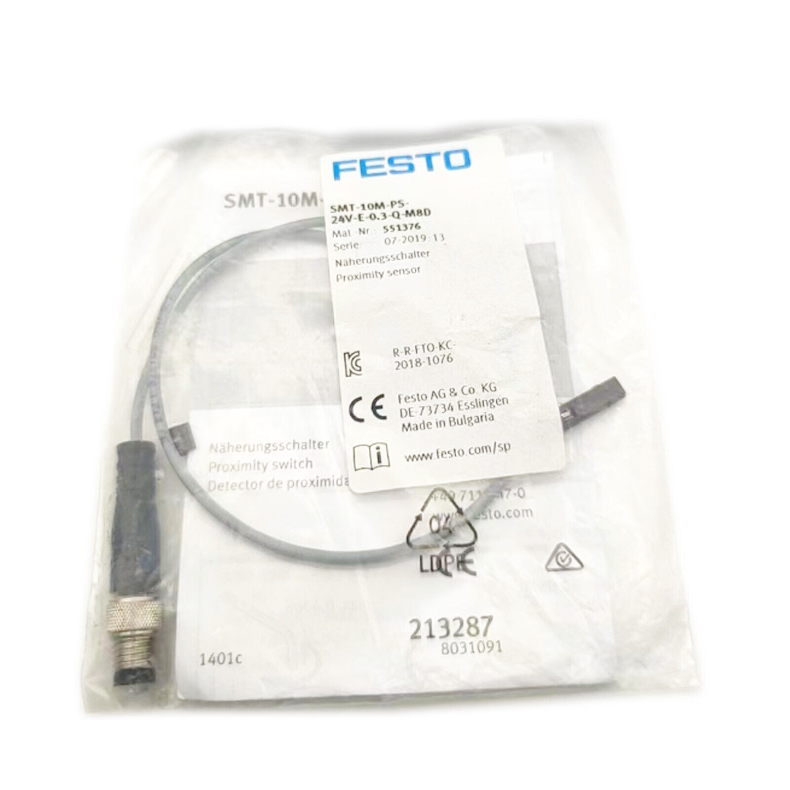 Festo SMT-10M-PS-24V-E-0,3-Q-M8D Pressure Sensor 551376