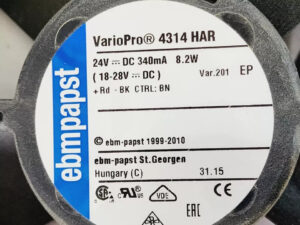 Ebm-papst 4314HAR Axial Fan 119x119x32mm 24VDC 160CFM High Airflow Robust Design