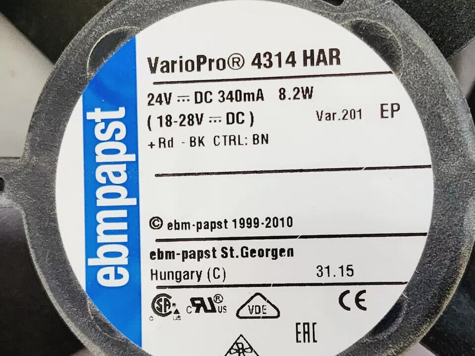 Ebm-papst 4314HAR Axial Fan 119x119x32mm 24VDC 160CFM High Airflow Robust Design