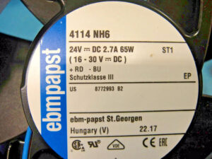 Ebm-papst 4114NH6 Axial Fan 119x119x38mm 24VDC 117.7CFM Ball Bearing