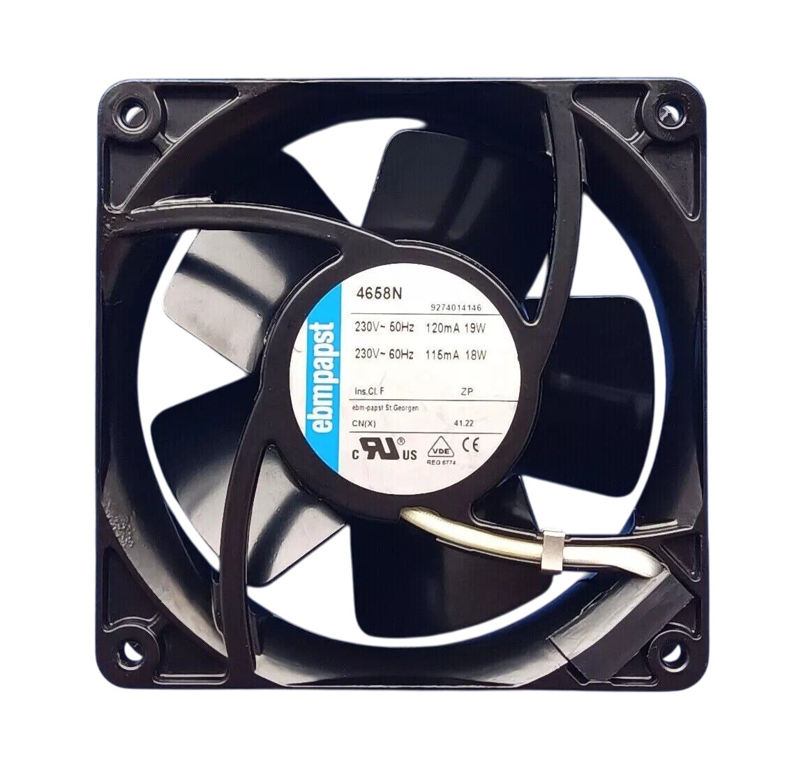 Ebm-papst 4658N Axial Fan 119x119x38mm 230VAC 160CFM Sleeve Bearing High Performance