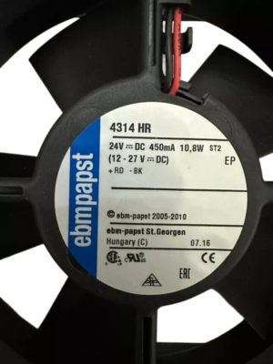 Ebm-papst 4314HR Axial Fan 119x119x32mm 24VDC 160CFM Ball Bearing High-Reliability