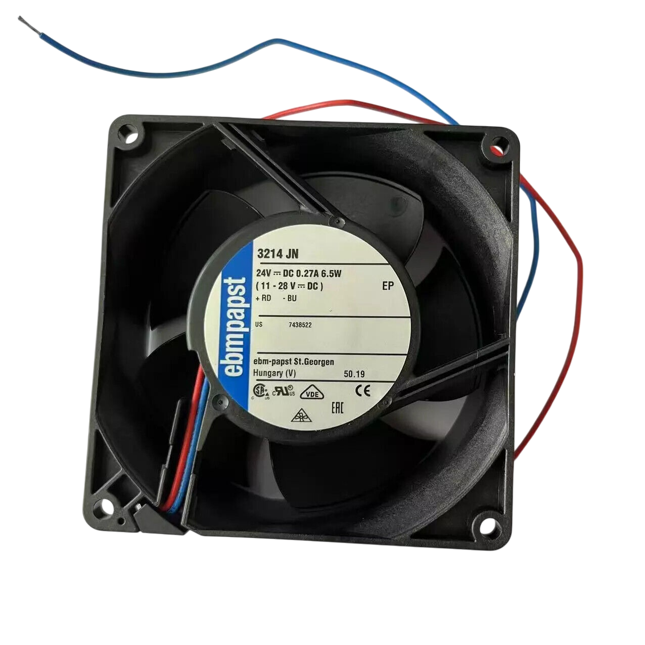 Ebmpapst 3214JN Axial Fan 92x92x32mm 24VDC 109CFM 7.3W IP68 Tubeaxial Fan