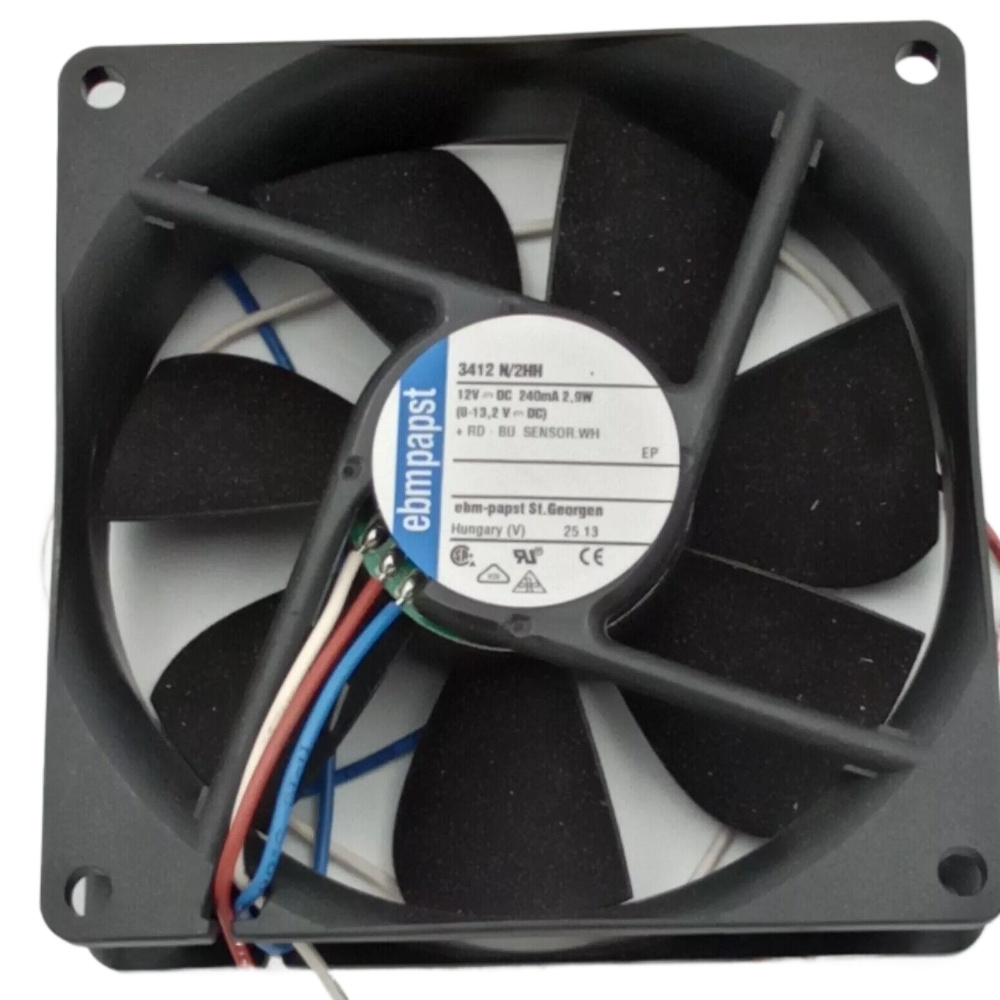 Ebmpapst 3412N/2HH Axial Fan 12VDC 80mA 0.96W 3100RPM Ball Bearing 92x92x25mm